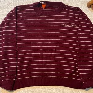 Vintage 1980’s Saluki Maroon SIU Striped Men's Sweater in excellent condition